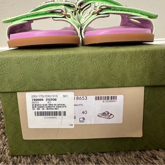 Gucci Moritz Sandals GG canvas crystal-embellished Slides - Picture 9 of 9